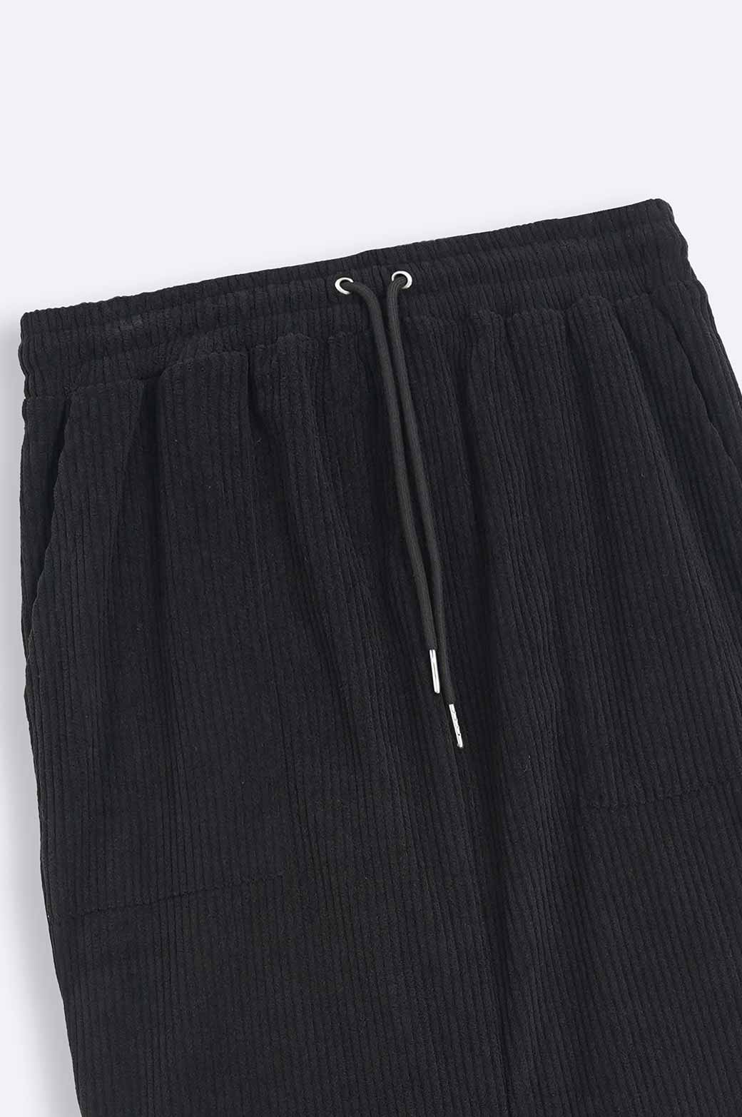 Black Super Soft Relaxed Fit Ribbed Knit Trousers