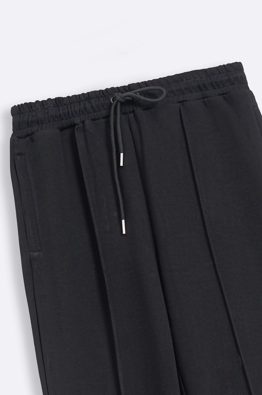 Black Relaxed Fit Super Soft Knitted Pants with Front Seam Detail