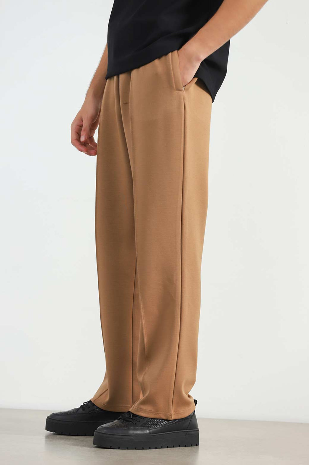 Khaki Super Soft Relaxed Fit Knitted Pants with Front Seam Detail – Cool Havn