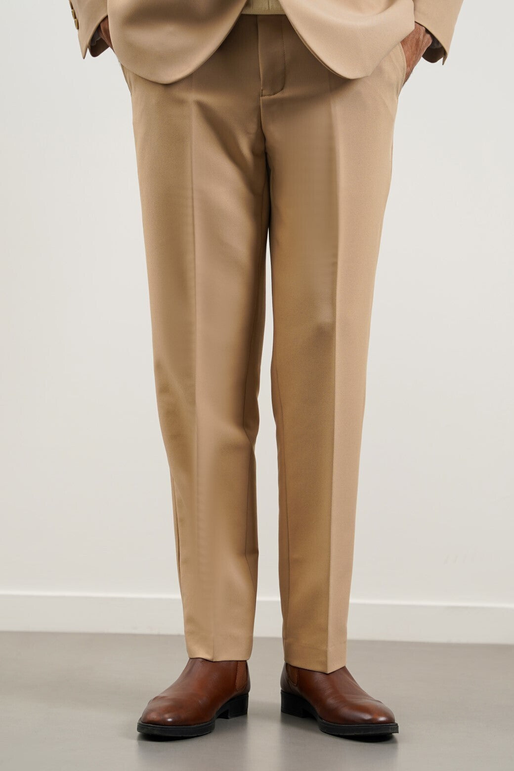 Beige Soft Regular Fit Classic Suit Trousers