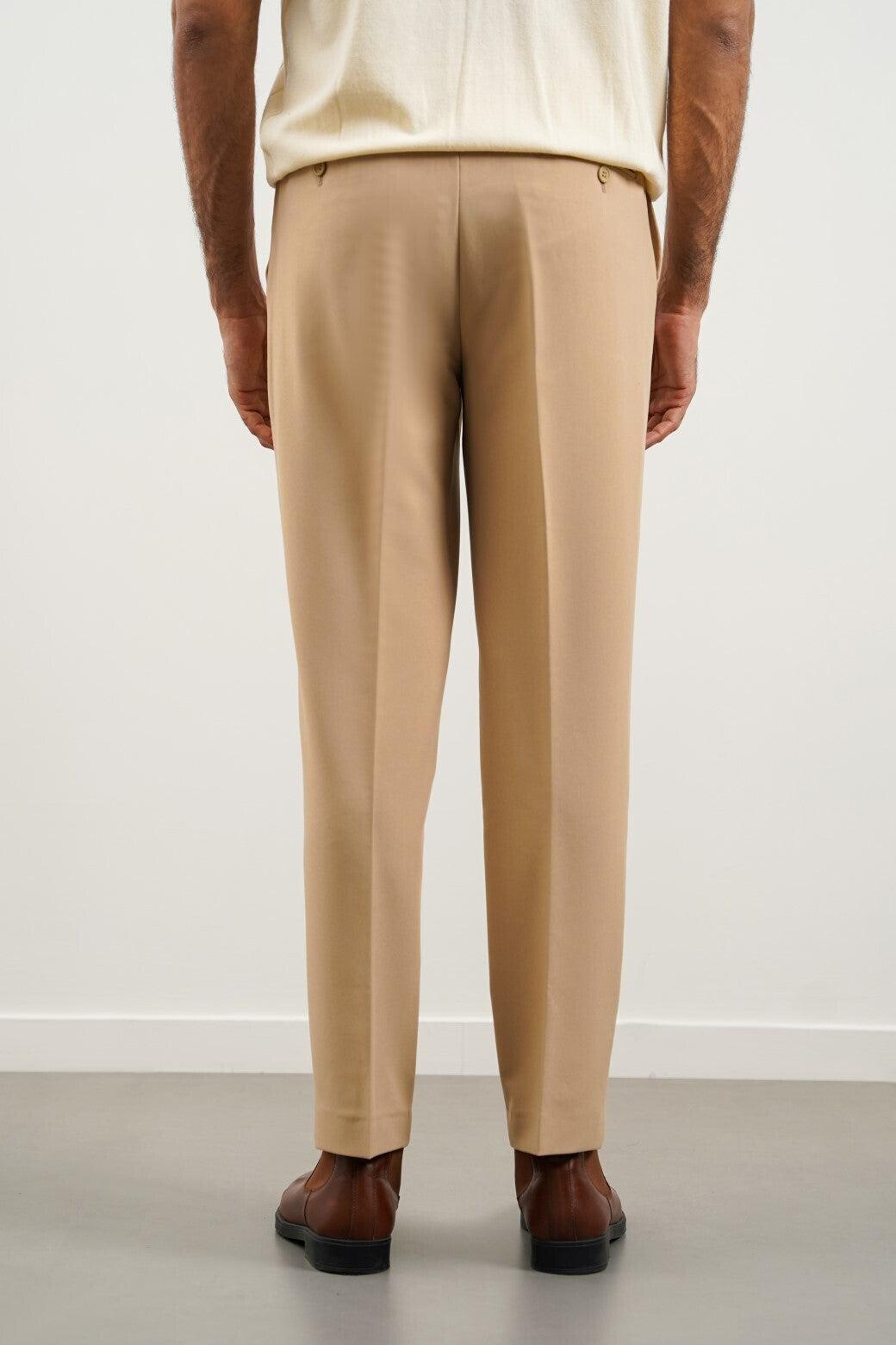 Beige Soft Regular Fit Classic Suit Trousers