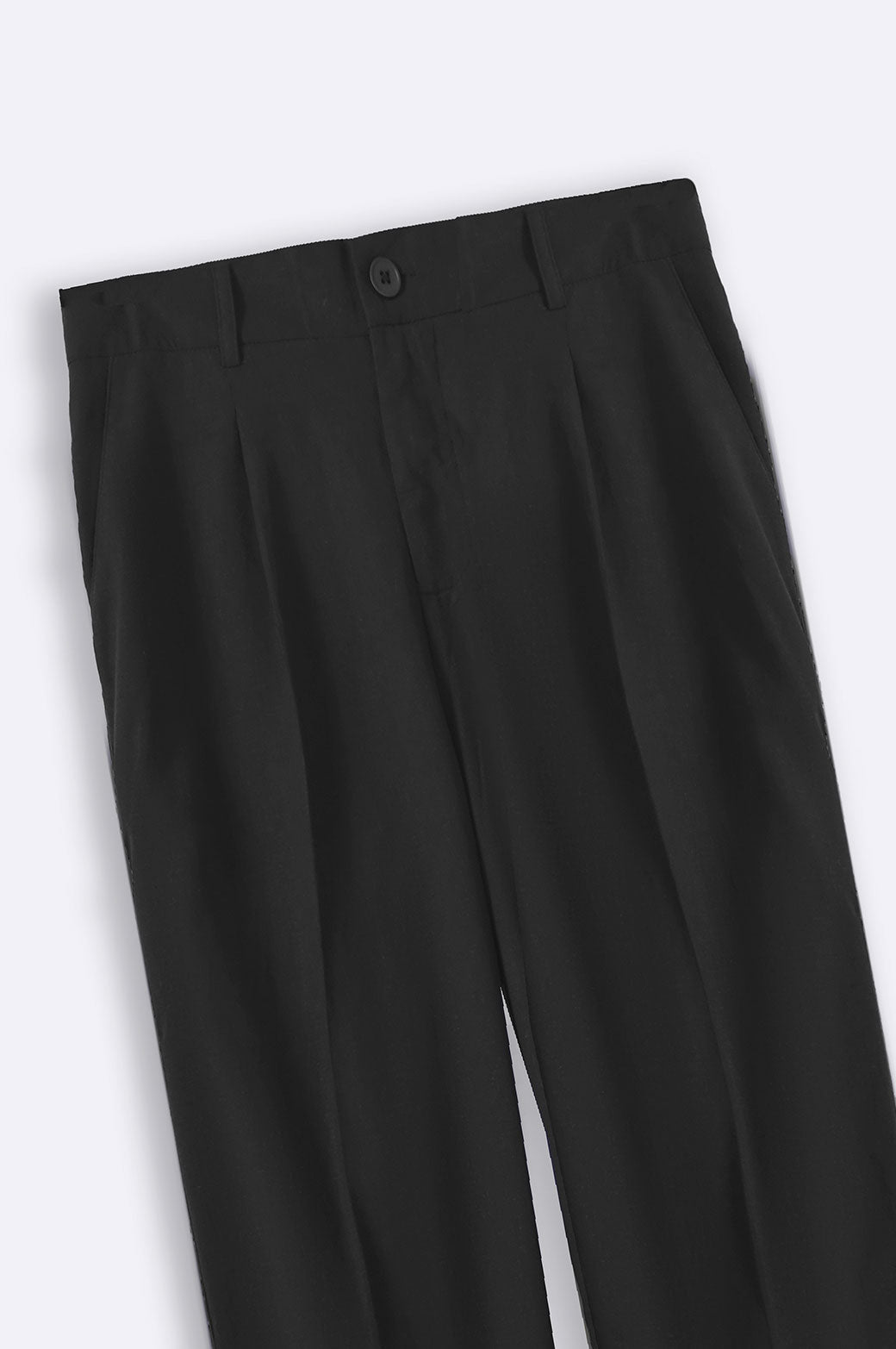 Black Relaxed Straight-Fit Soft Pants