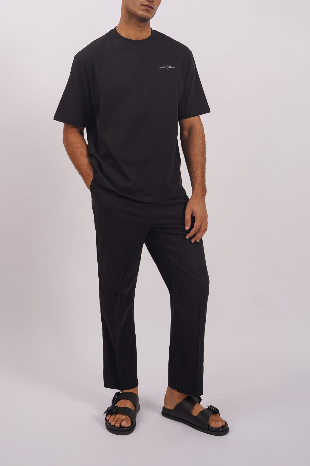Black Relaxed Straight-Fit Soft Pants