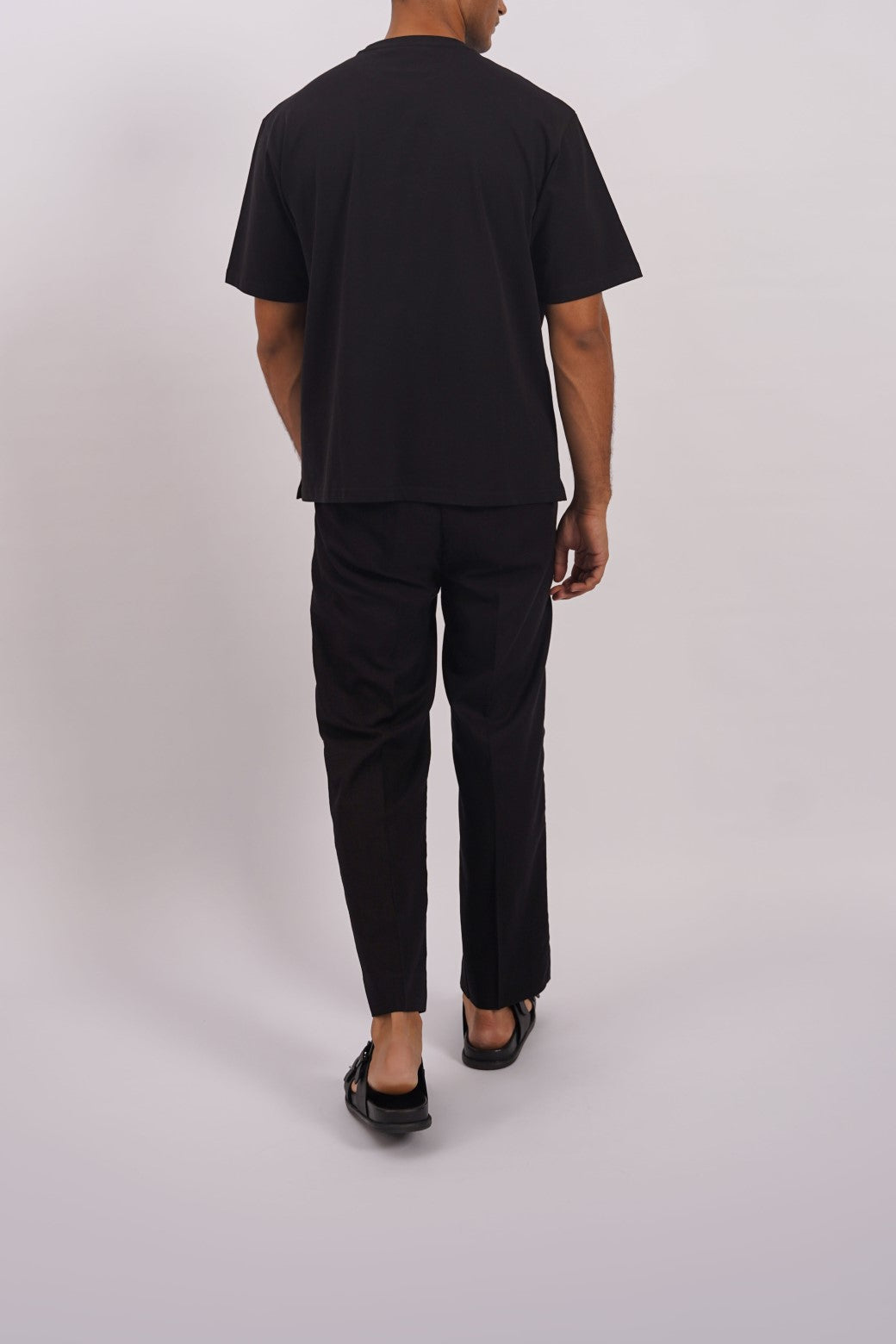 Black Relaxed Straight-Fit Soft Pants