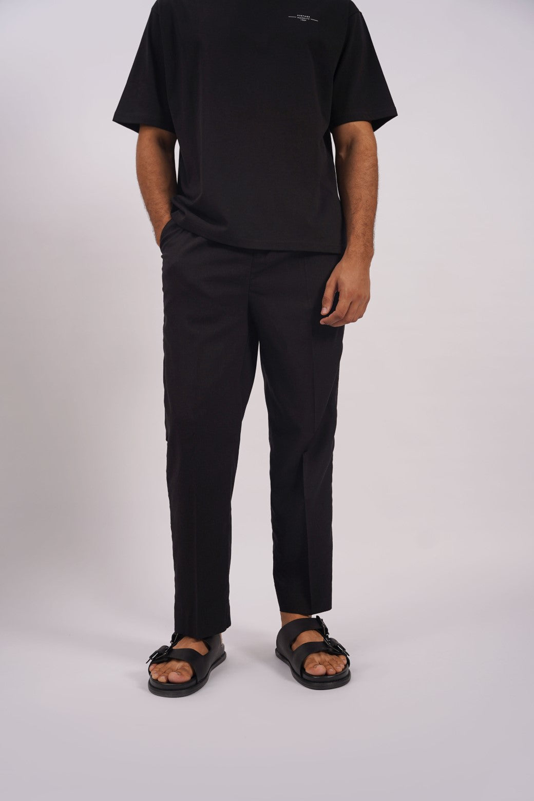 Black Relaxed Straight-Fit Soft Pants