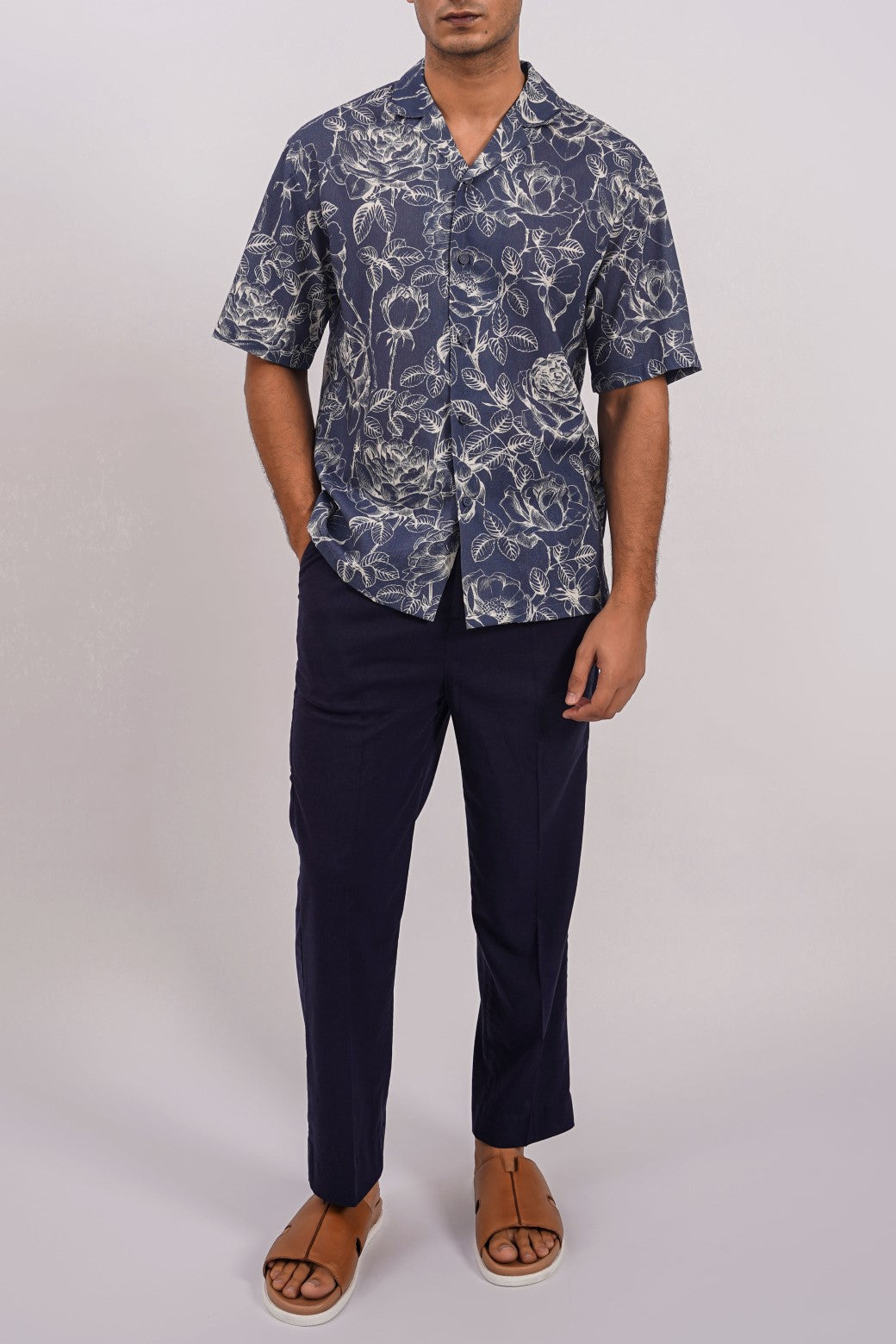 Navy Soft Relaxed Straight-Fit Pants