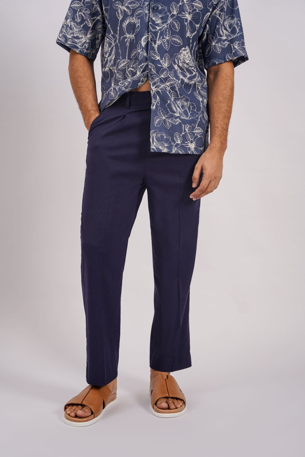 Navy Soft Relaxed Straight-Fit Pants
