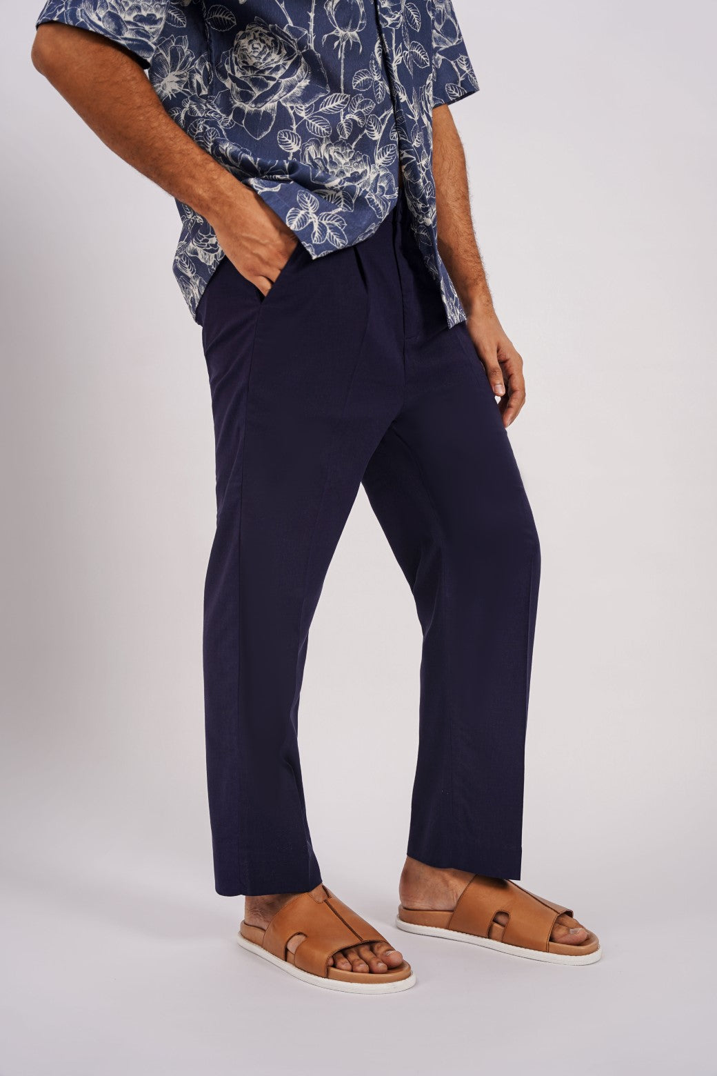 Navy Soft Relaxed Straight-Fit Pants