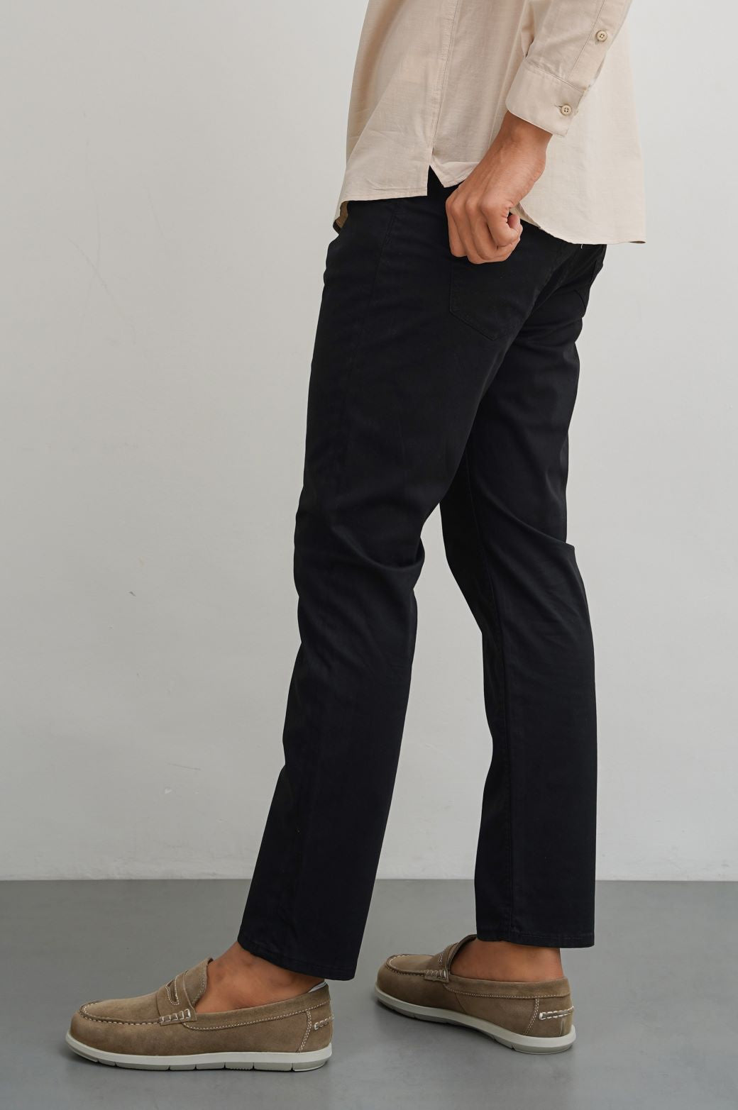 Black Regular Fit Straight Pants