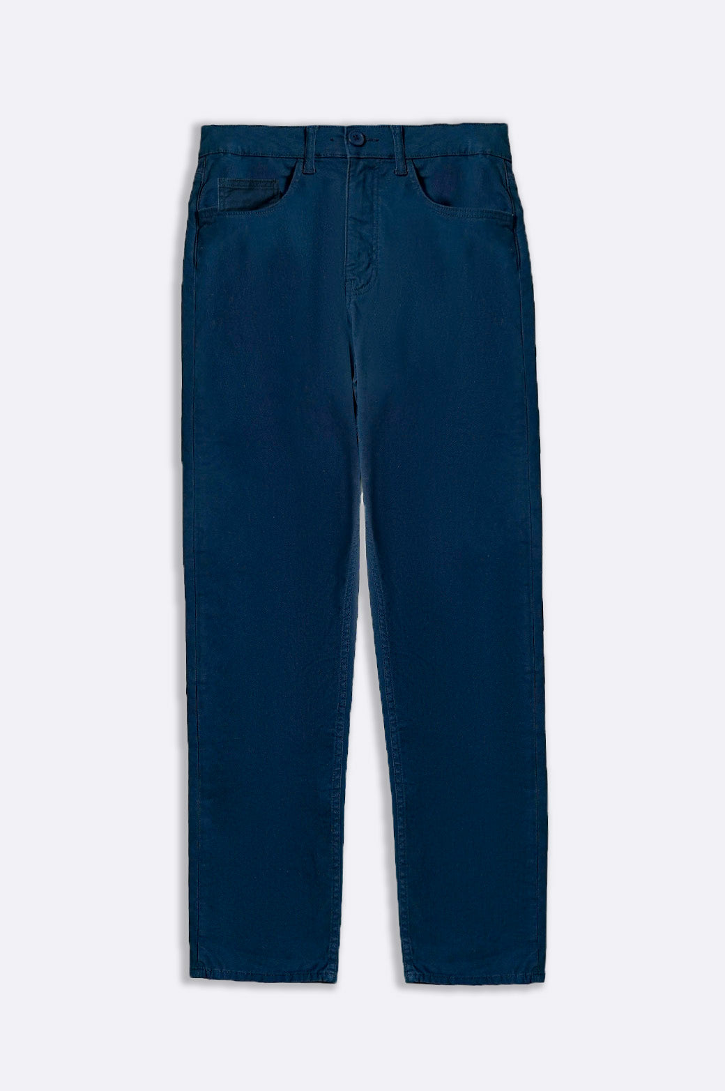 Navy Regular Fit Straight Pants with Five-Pocket Design