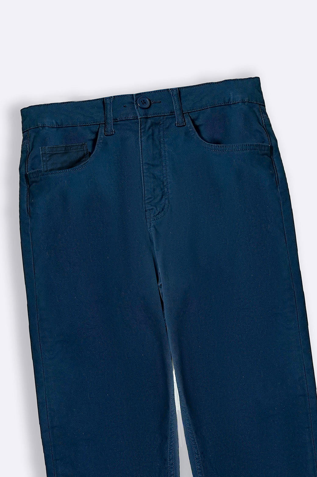 Navy Regular Fit Straight Pants with Five-Pocket Design
