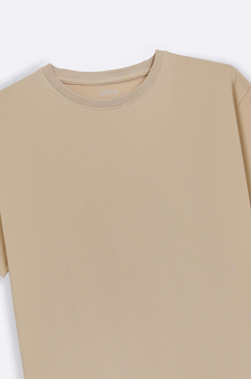 Beige Slim Fit Soft Round Neck Short Sleeve T-Shirt
