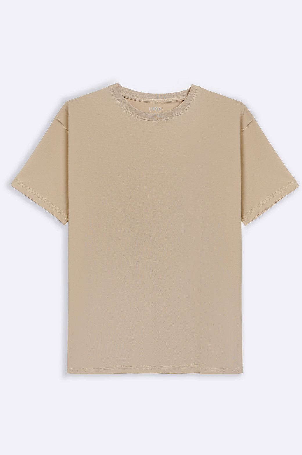 Beige Slim Fit Soft Round Neck Short Sleeve T-Shirt