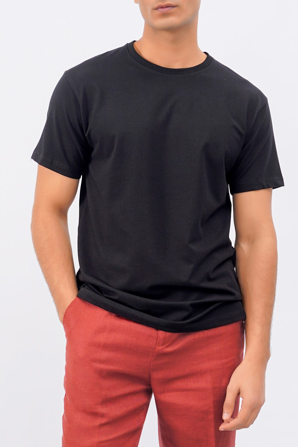 Black Slim Fit Soft Round Neck T-Shirt