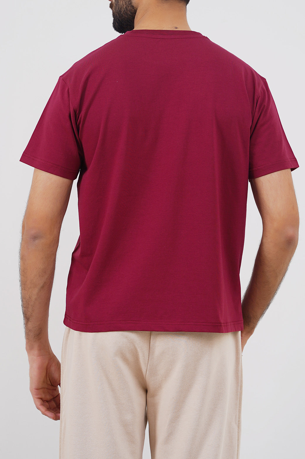 Dark Red Slim Fit Soft Crew Neck Tee