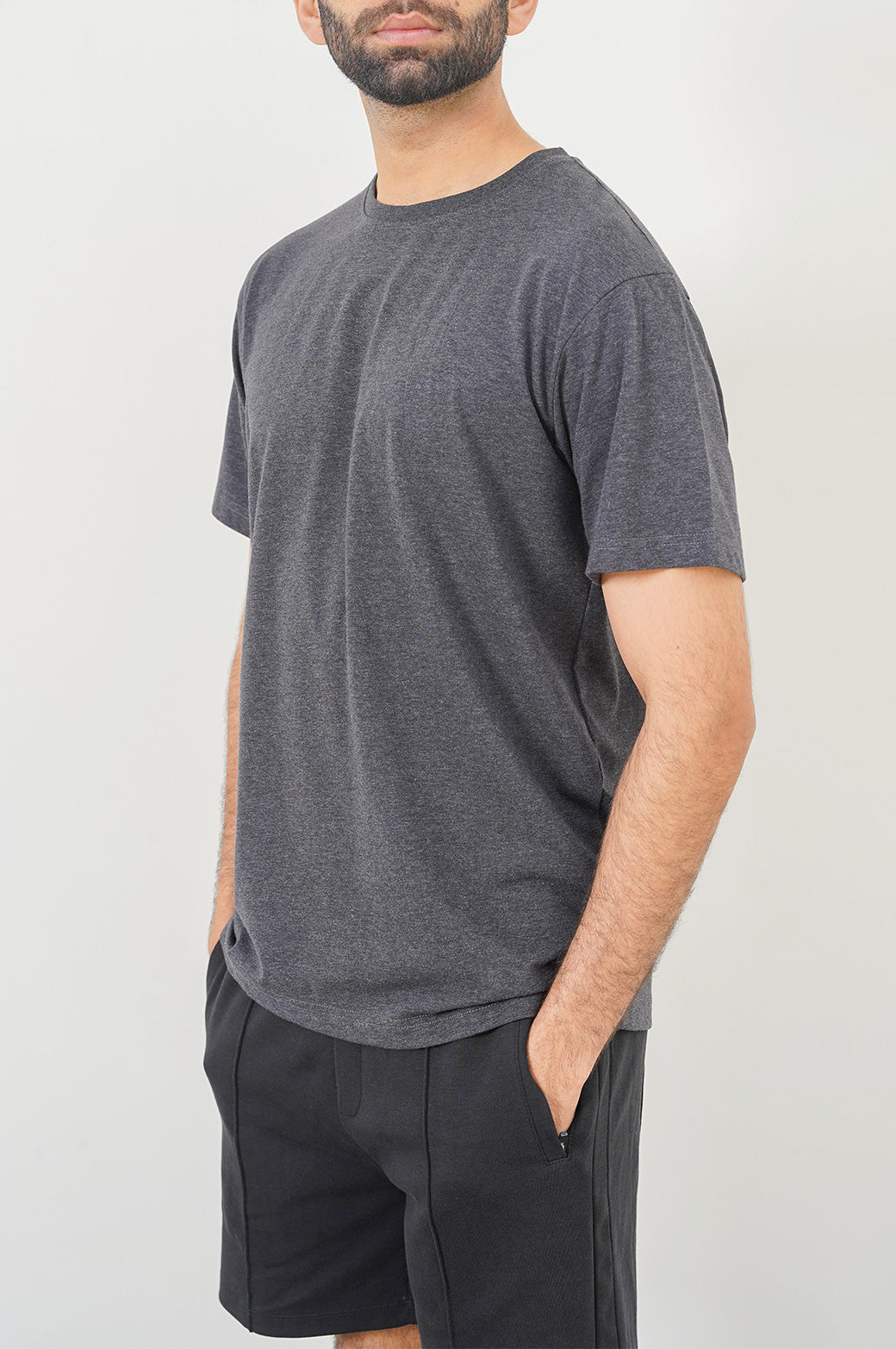 Heather Charcoal Slim Fit Soft Crew Neck Tee