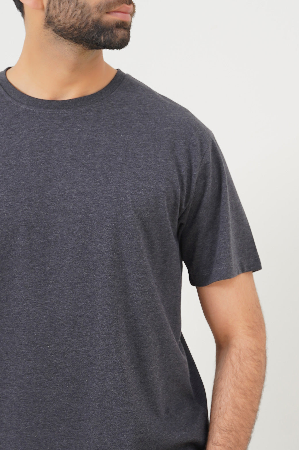 Heather Charcoal Slim Fit Soft Crew Neck Tee