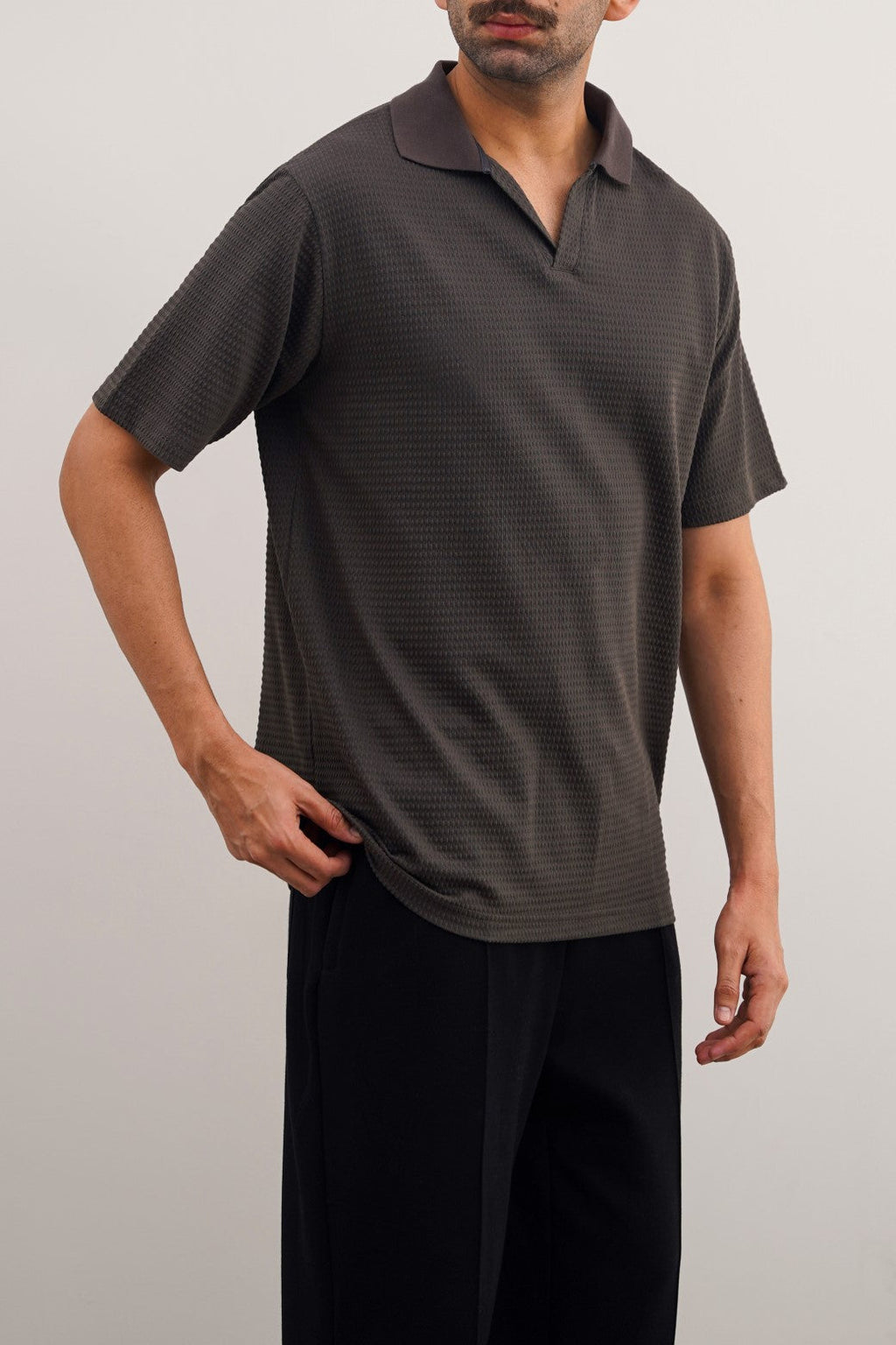 Charcoal Soft Relaxed Fit Collared Polo Shirt – Cool Havn