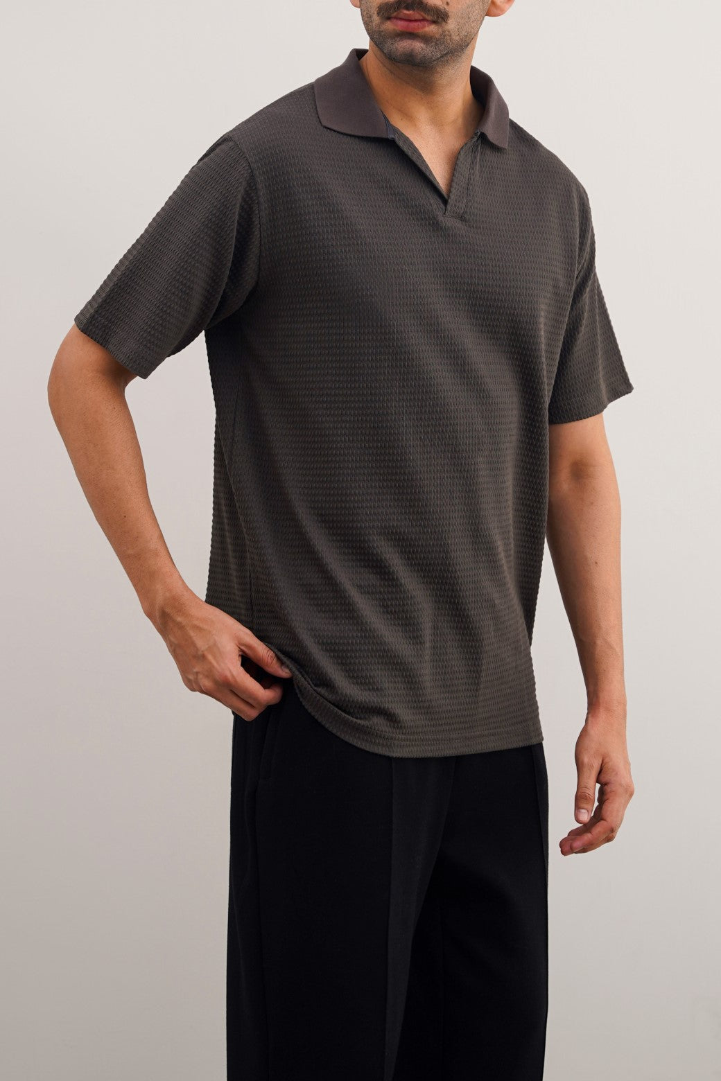 Charcoal Soft Relaxed Fit Collared Polo Shirt