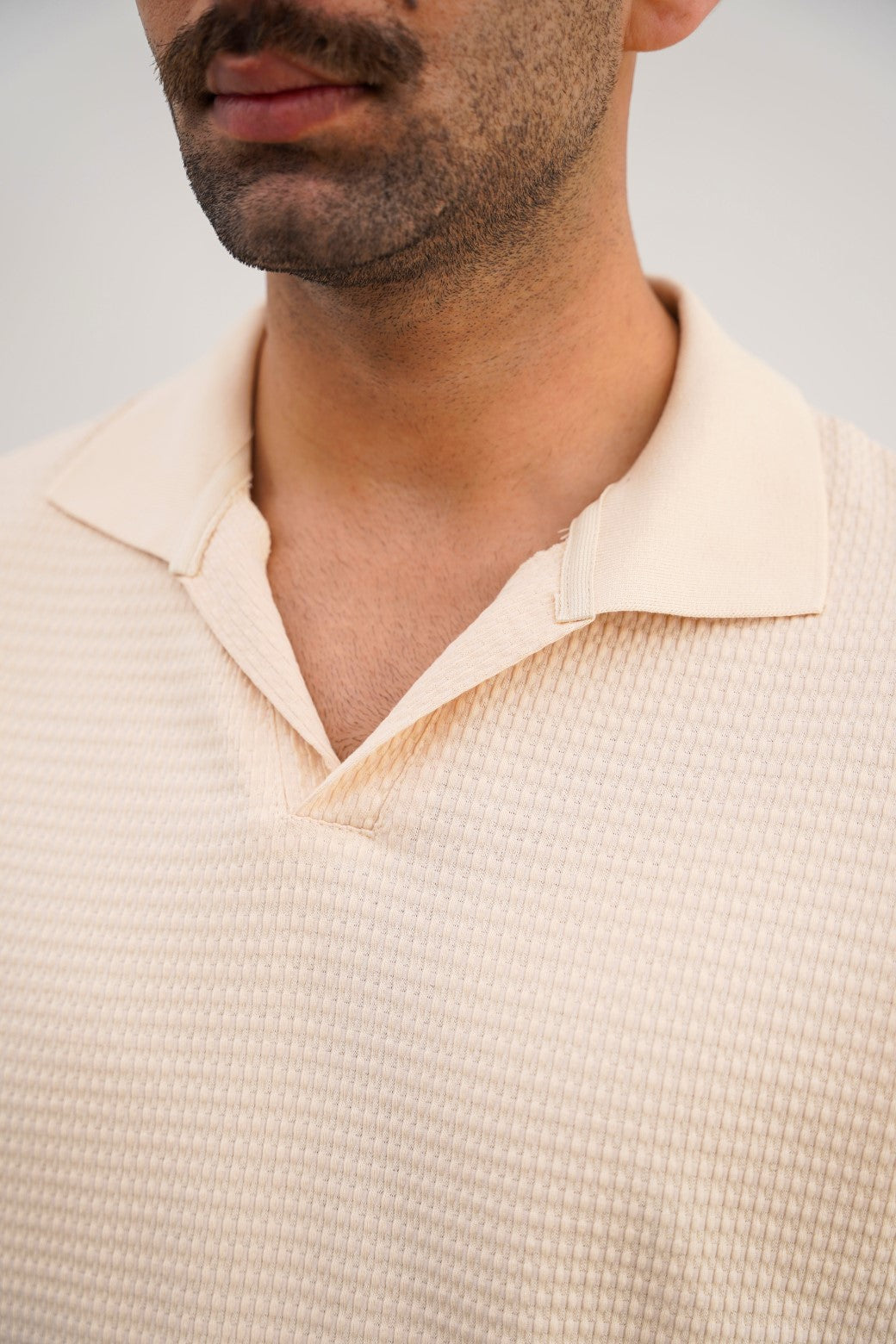 Oat White Soft Relaxed Fit Collared Polo Shirt