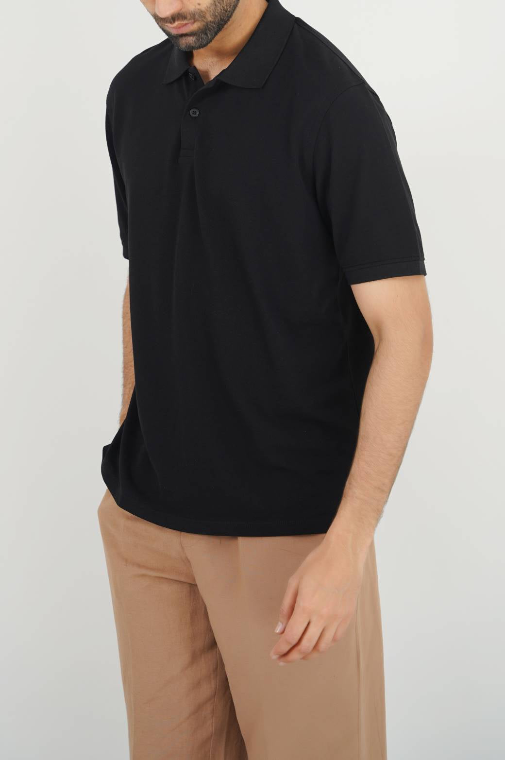 Black Soft Pique Polo - Regular Fit