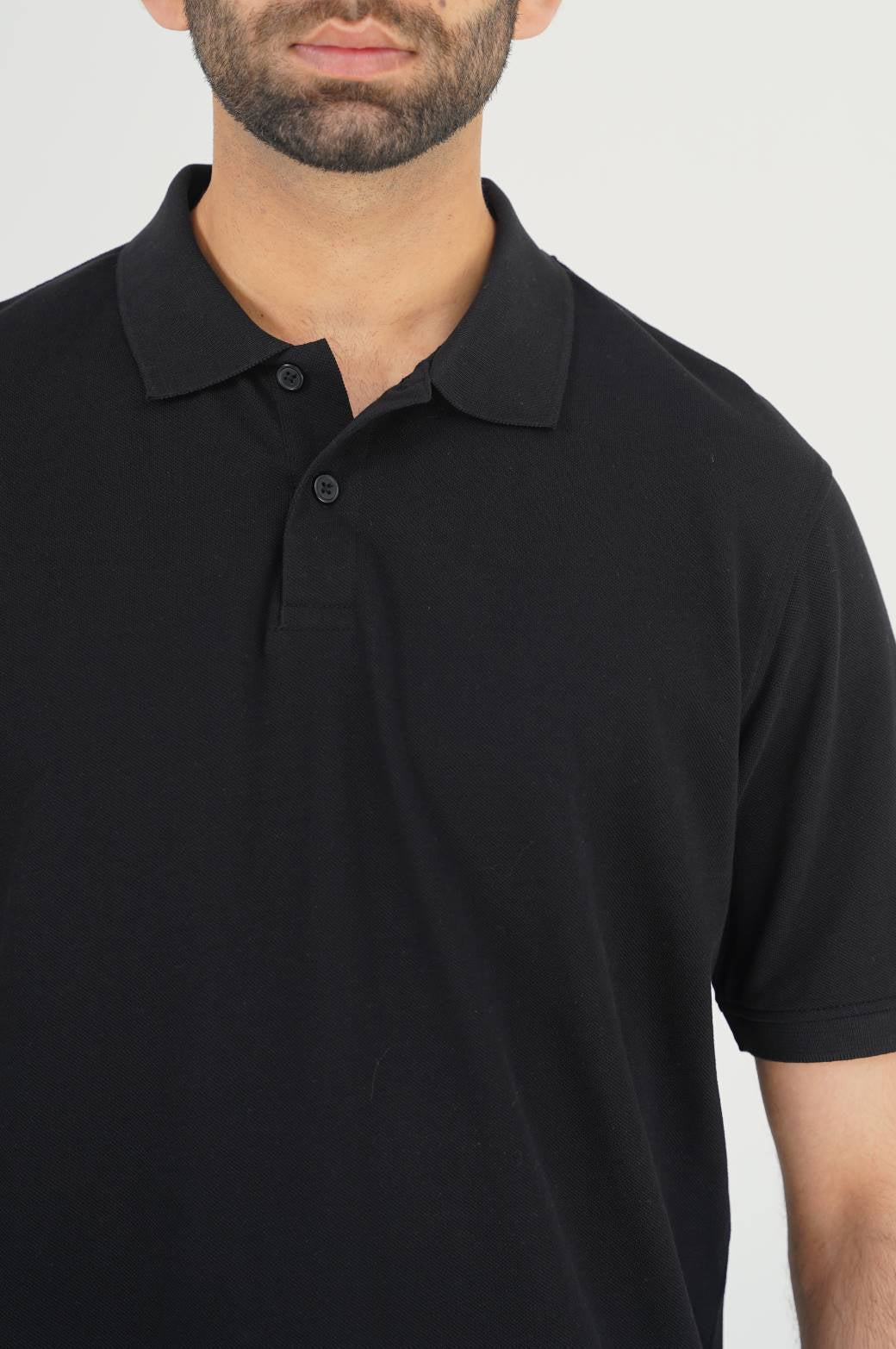 Black Soft Pique Polo - Regular Fit