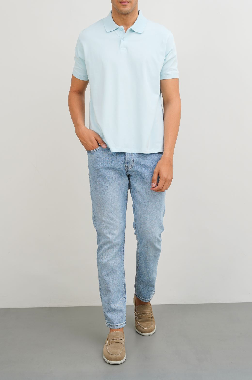 Sky Blue Soft Pique Polo - Regular Fit