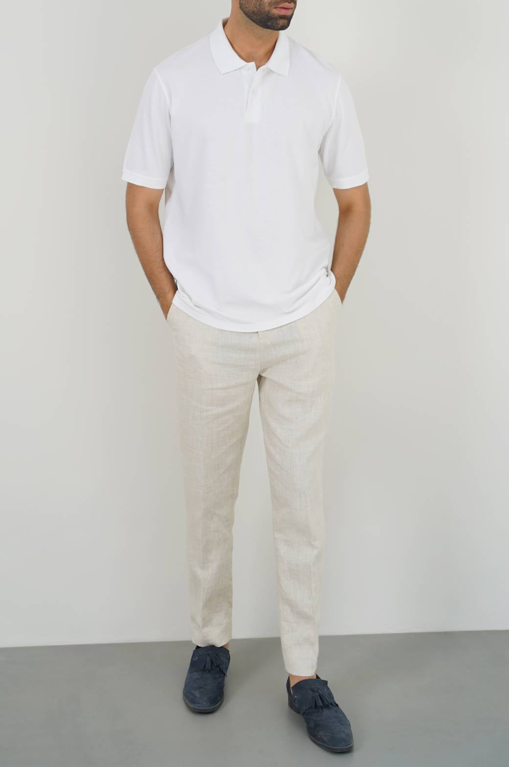 White Soft Pique Polo - Regular Fit