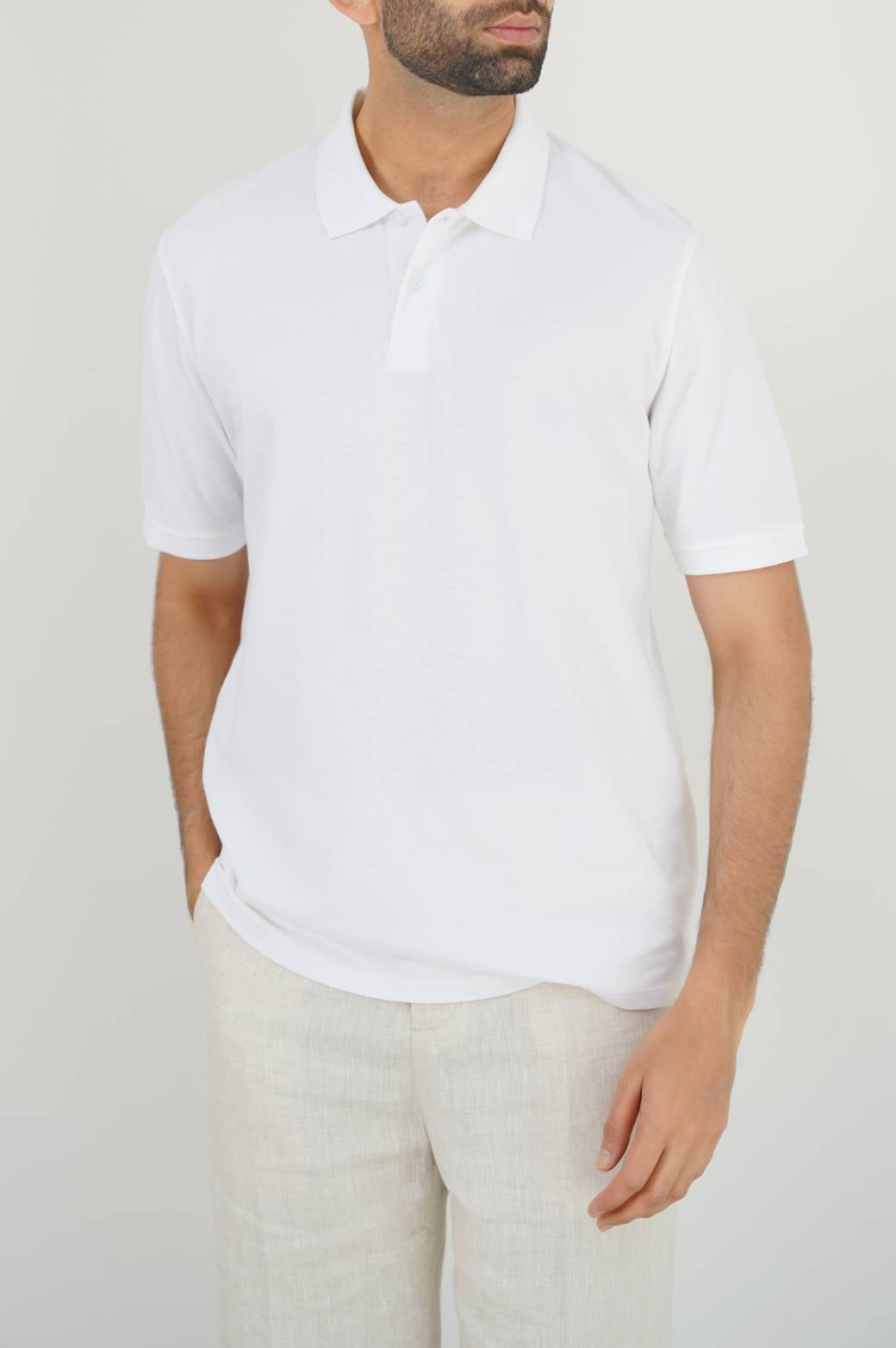 White Soft Pique Polo - Regular Fit