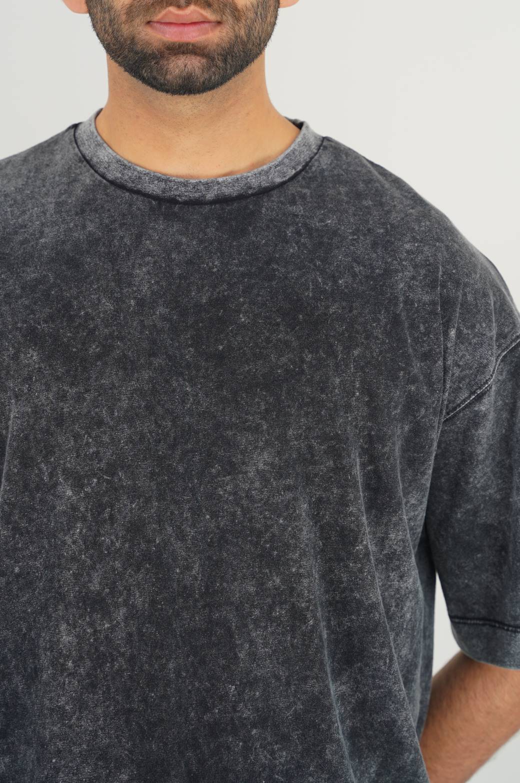 Charcoal Soft Oversize Round Neck Loose Fit T-Shirt