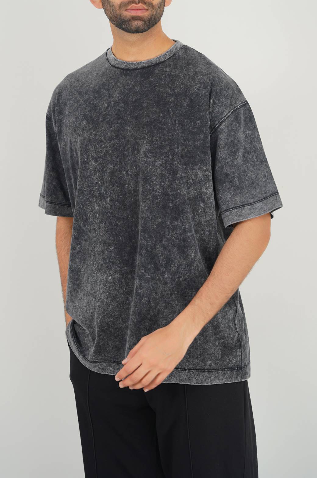 Charcoal Soft Oversize Round Neck Loose Fit T-Shirt