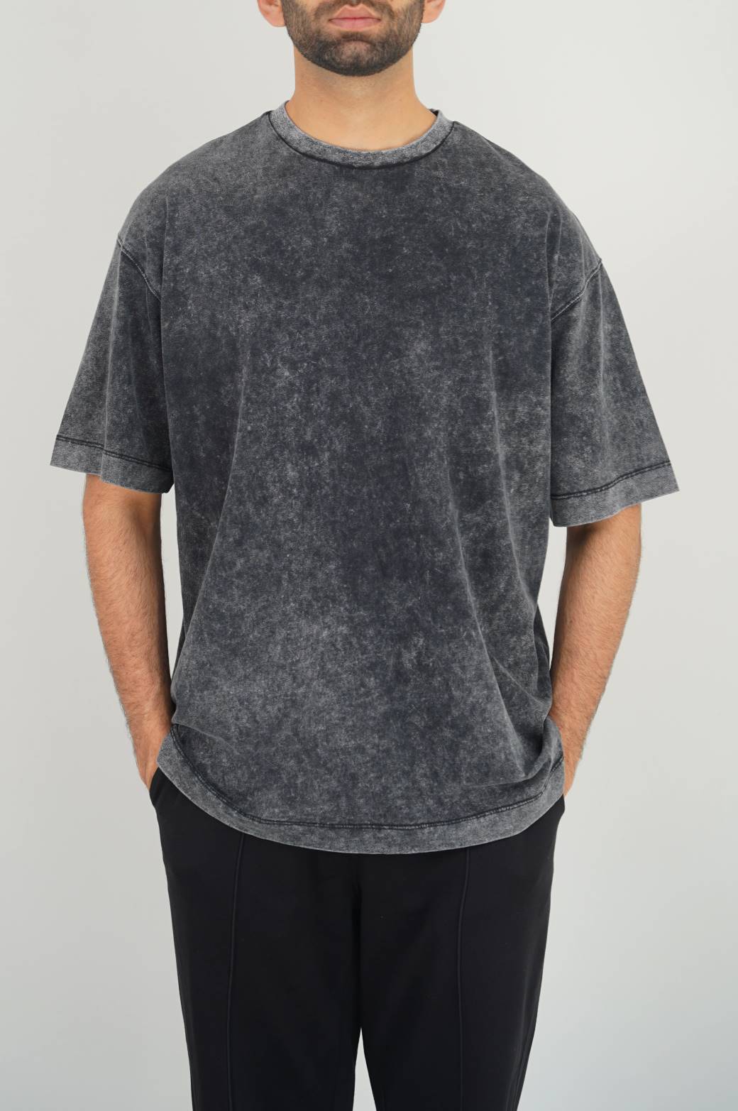 Charcoal Soft Oversize Round Neck Loose Fit T-Shirt