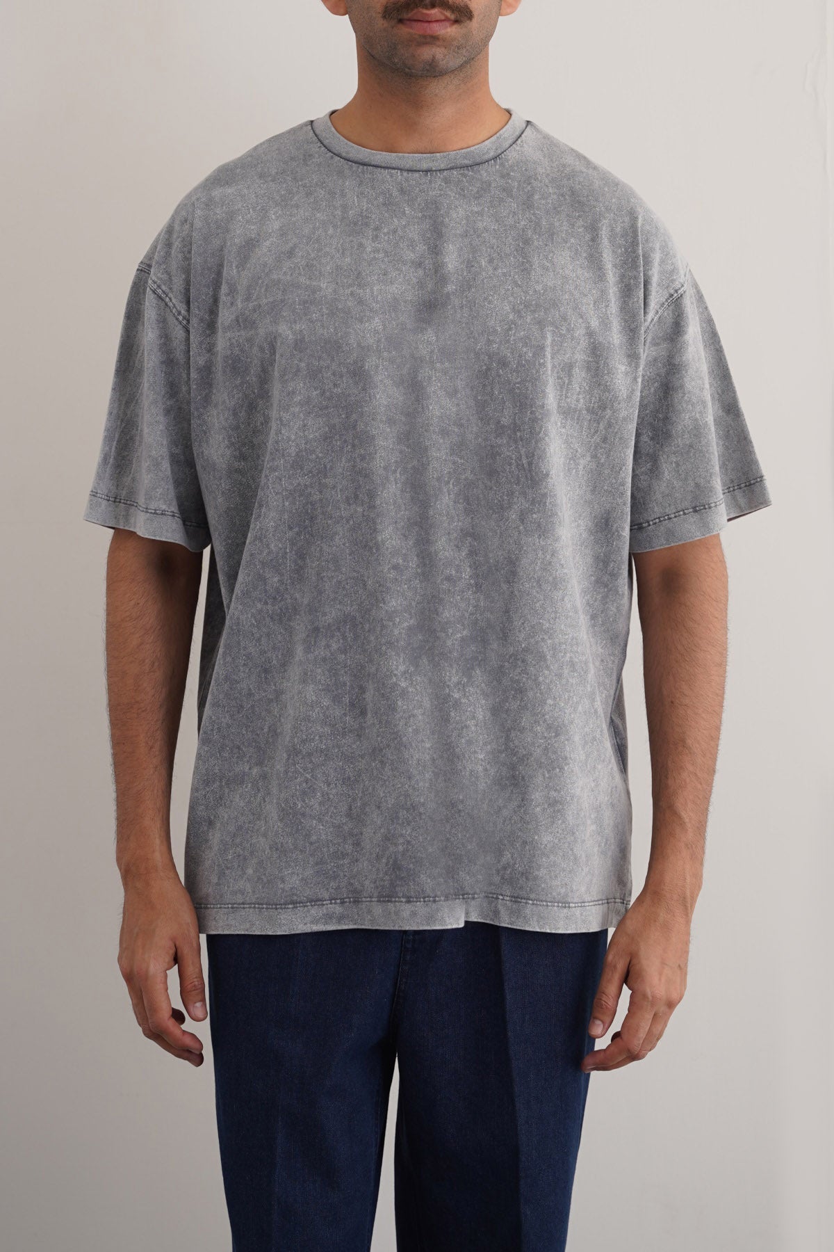 Grey Soft Oversize Round Neck Loose Fit T-Shirt