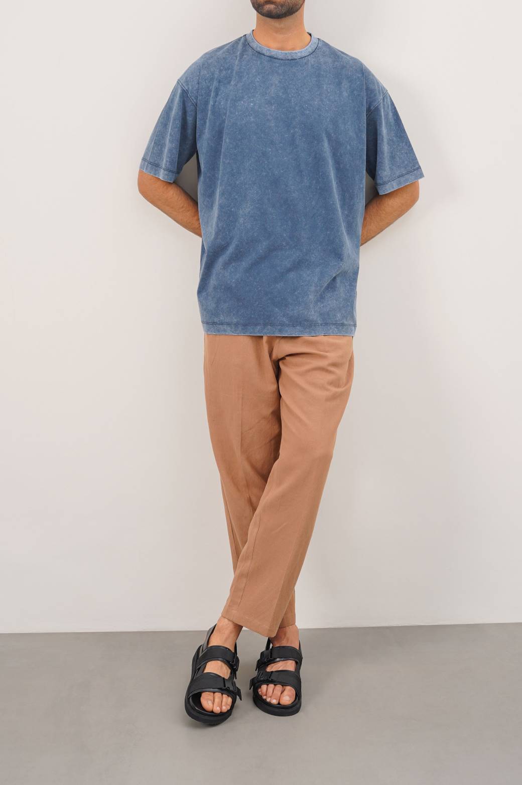 Navy Soft Oversize Round Neck Loose Fit T-Shirt