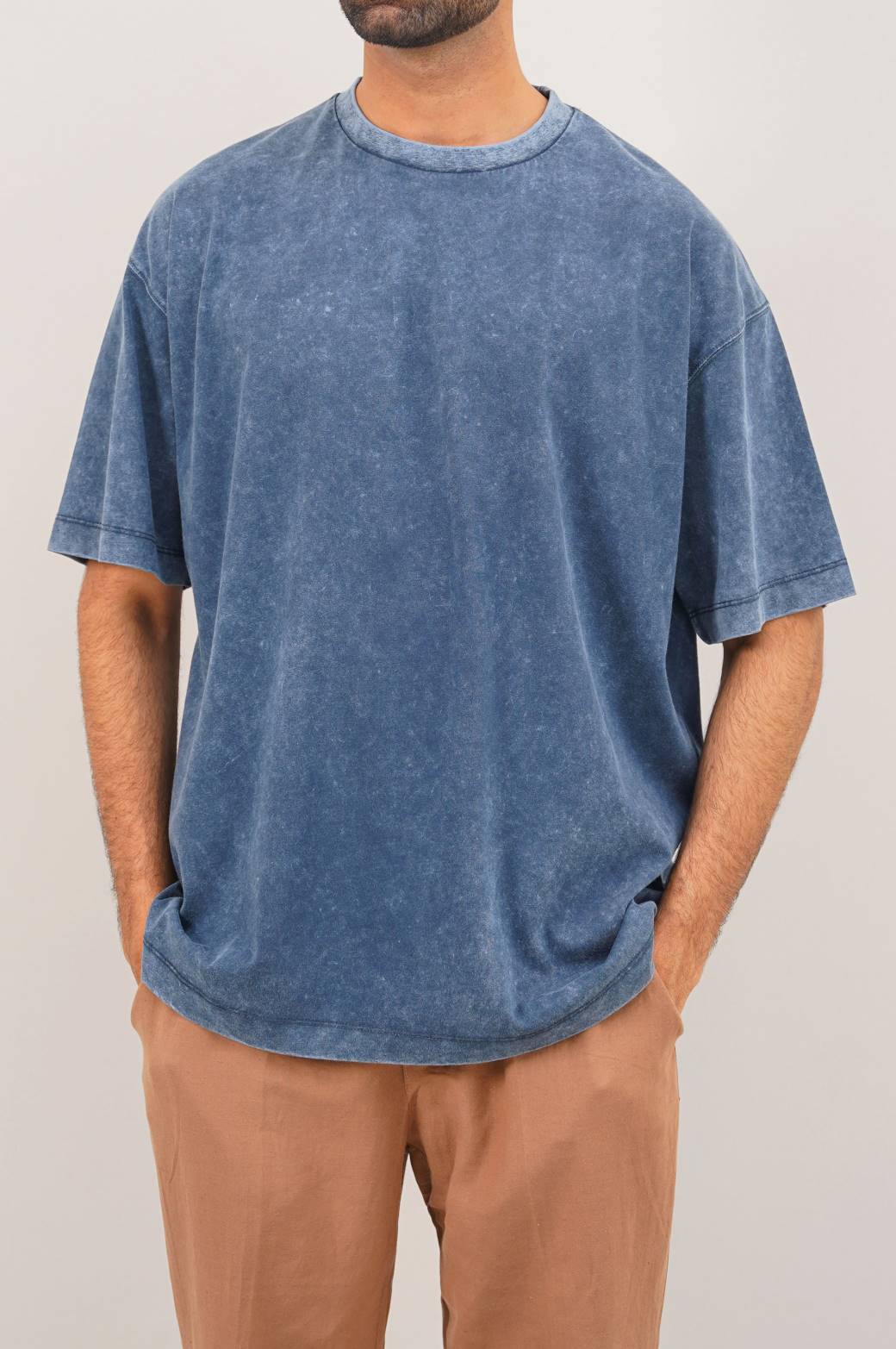 Navy Soft Oversize Round Neck Loose Fit T-Shirt