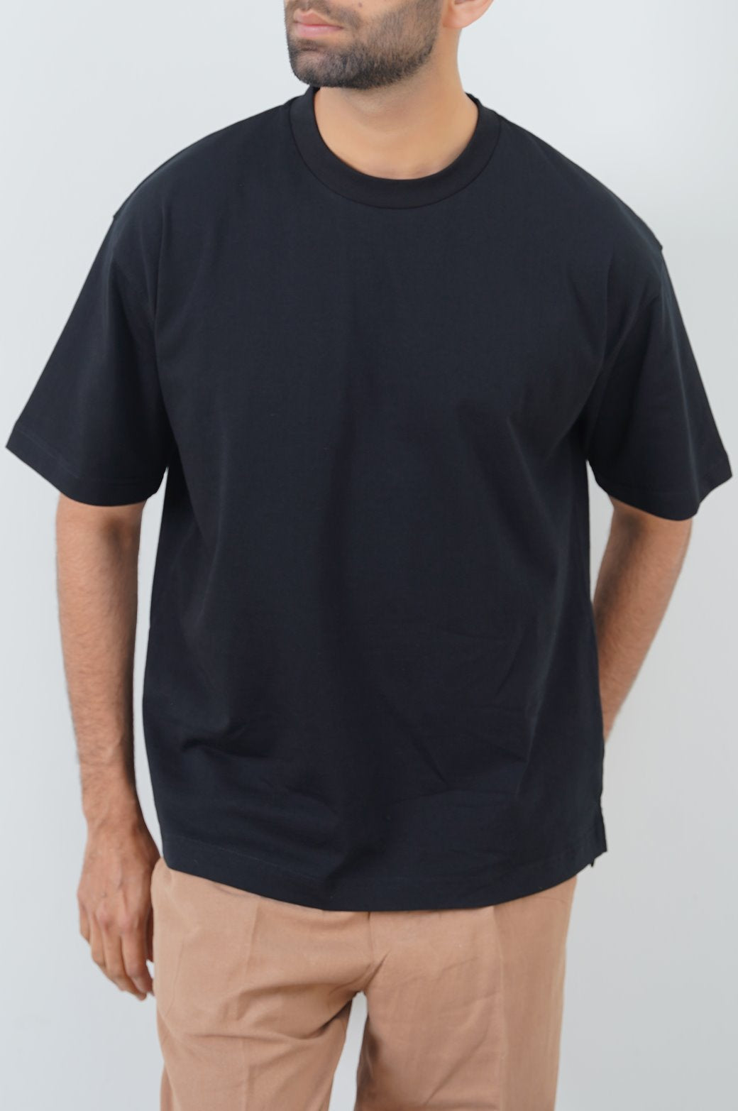 All Black Loose-Fitting Soft Cotton T-Shirt