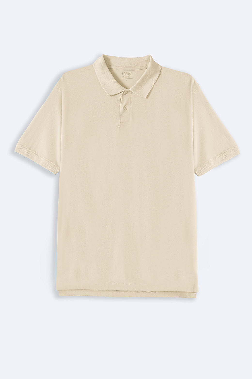 Beige Soft Cotton Relaxed Fit Collared Polo Shirt