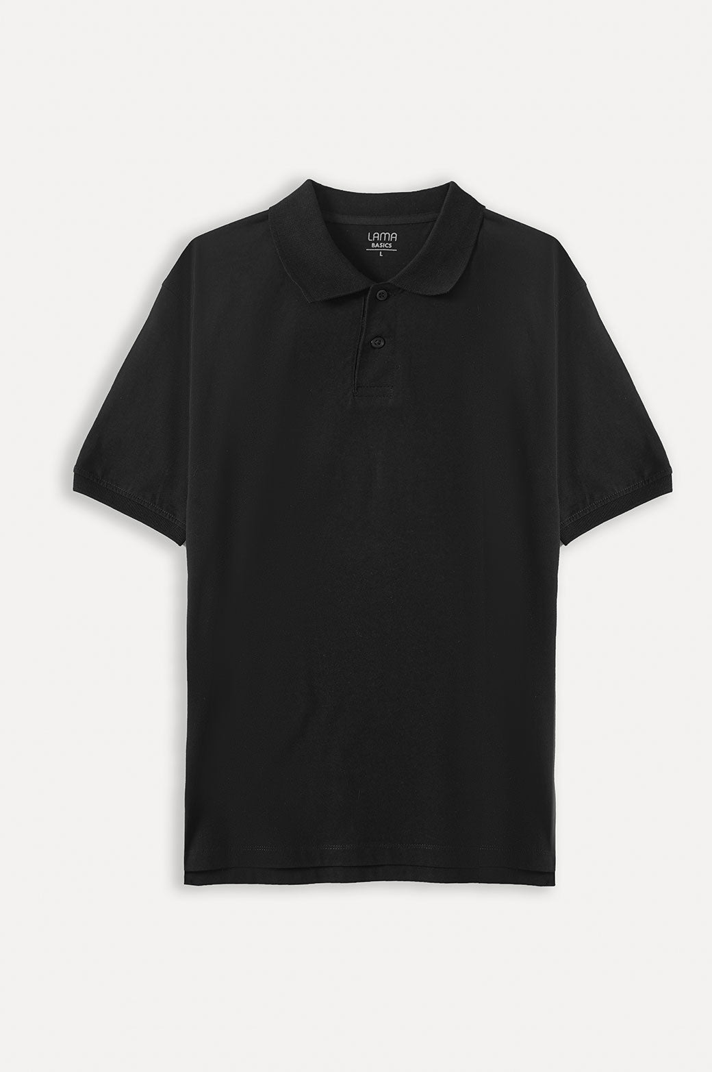 Black Soft Relaxed Fit Collared Polo Shirt