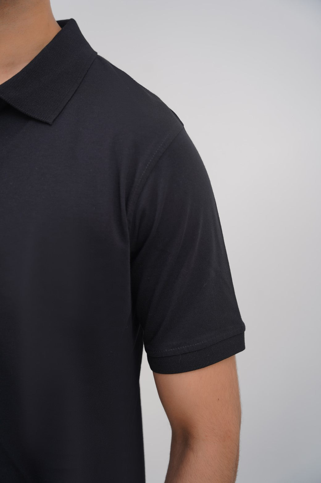 Black Soft Relaxed Fit Collared Polo Shirt