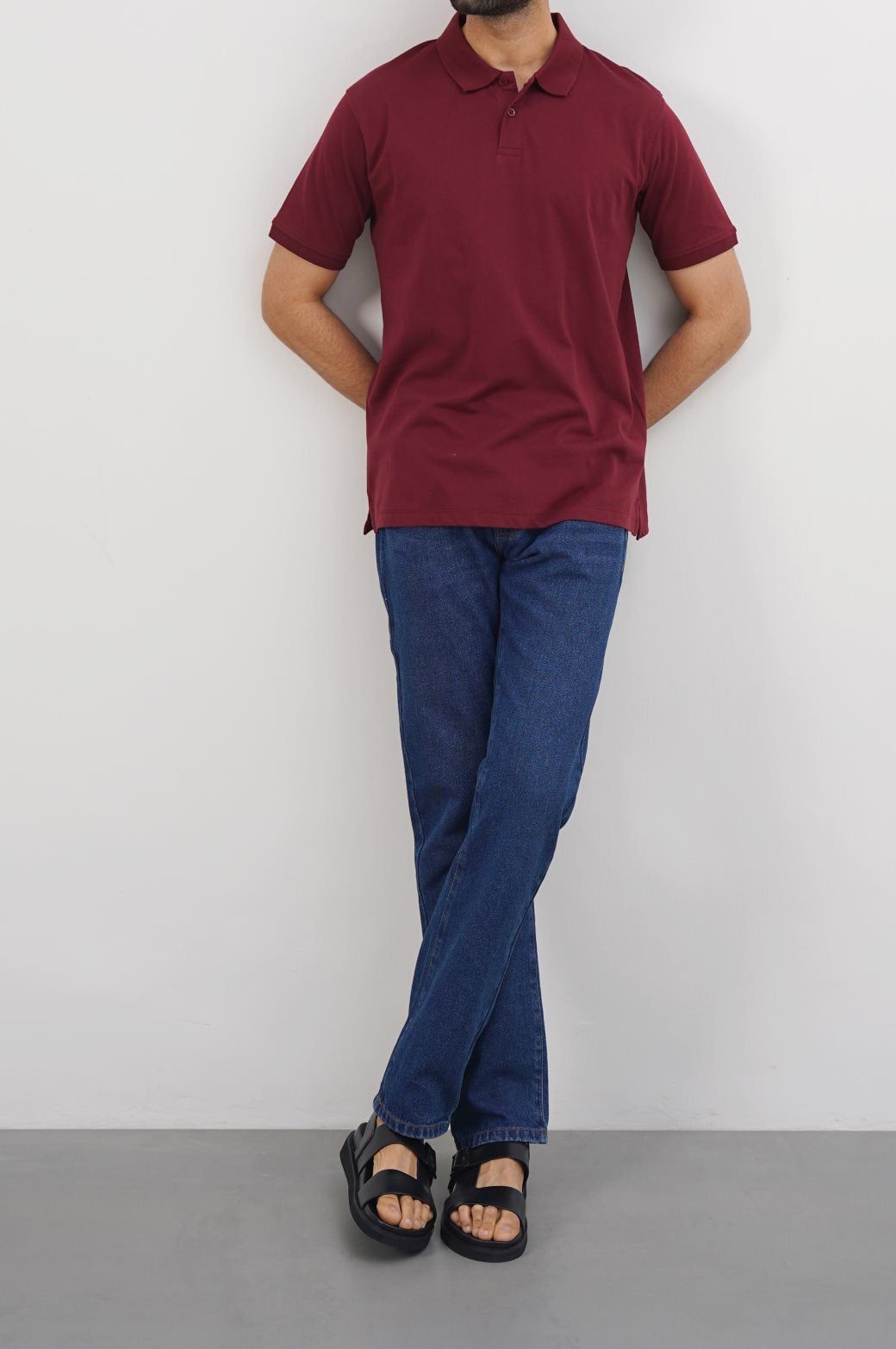 Burgundy Soft Relaxed Fit Collared Polo Shirt