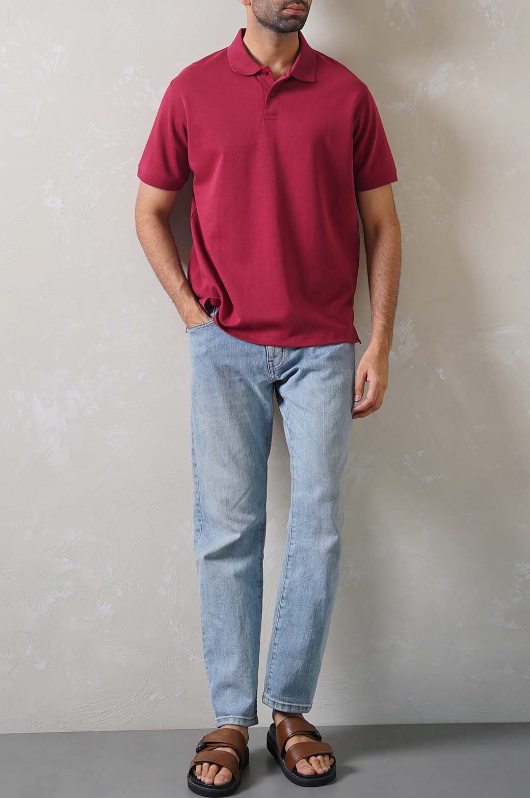 Maroon Soft Regular Fit Collared Polo Shirt