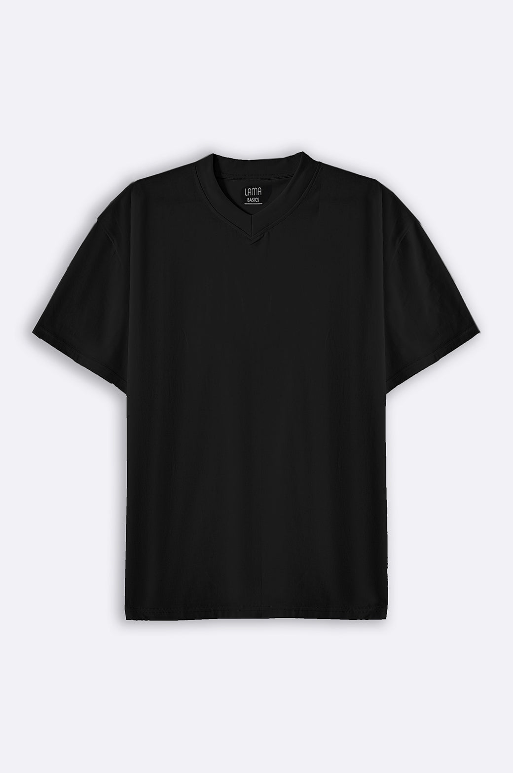Black Soft Relaxed Fit V-Neck Cotton T-Shirt