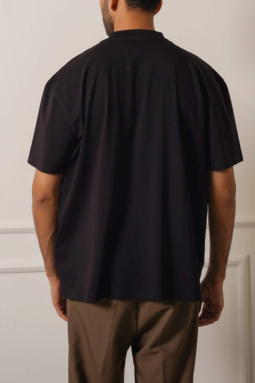 Black Soft Relaxed Fit V-Neck Cotton T-Shirt