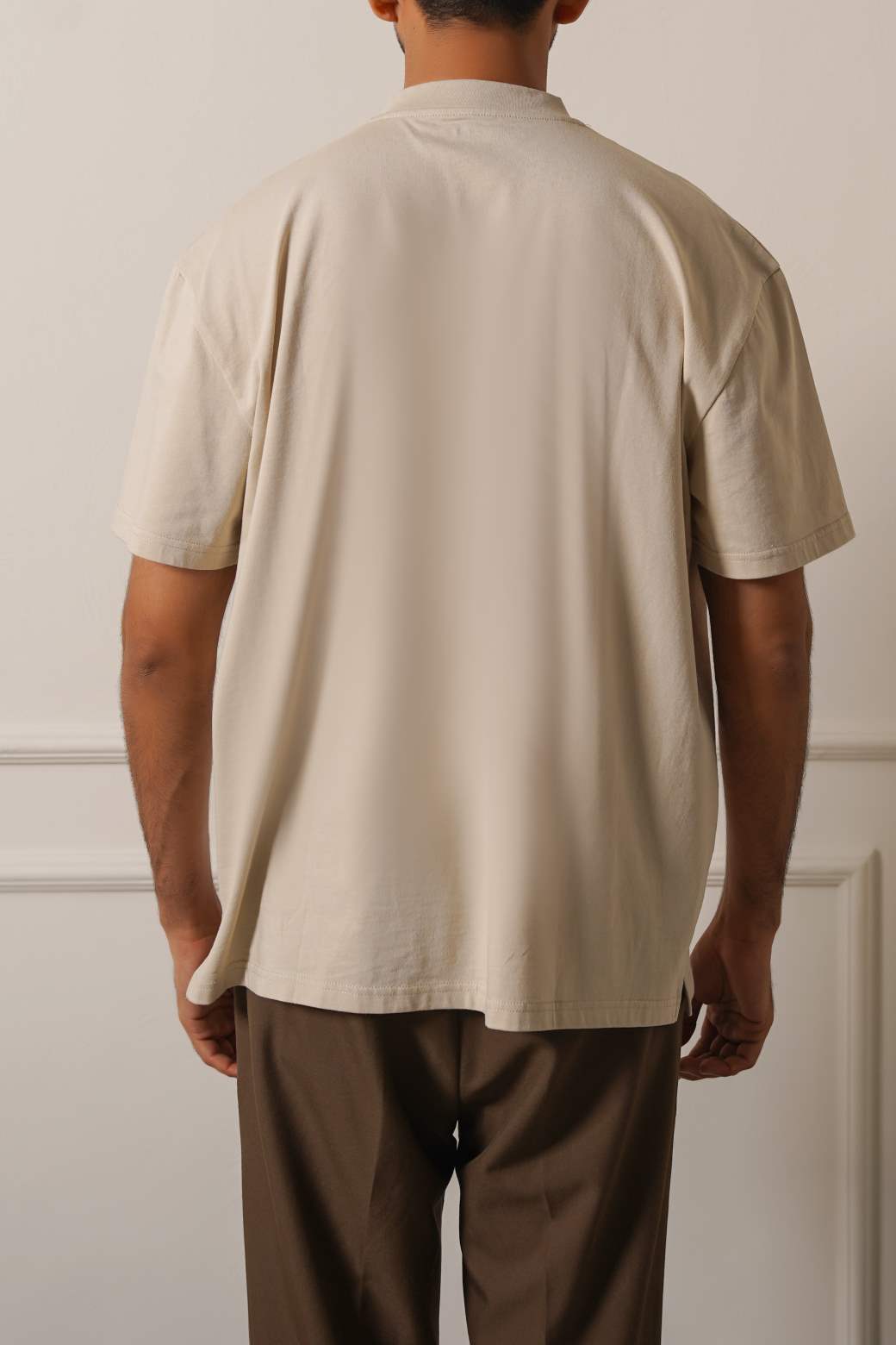 Ivory Soft Cotton Relaxed V-Neck T-Shirt