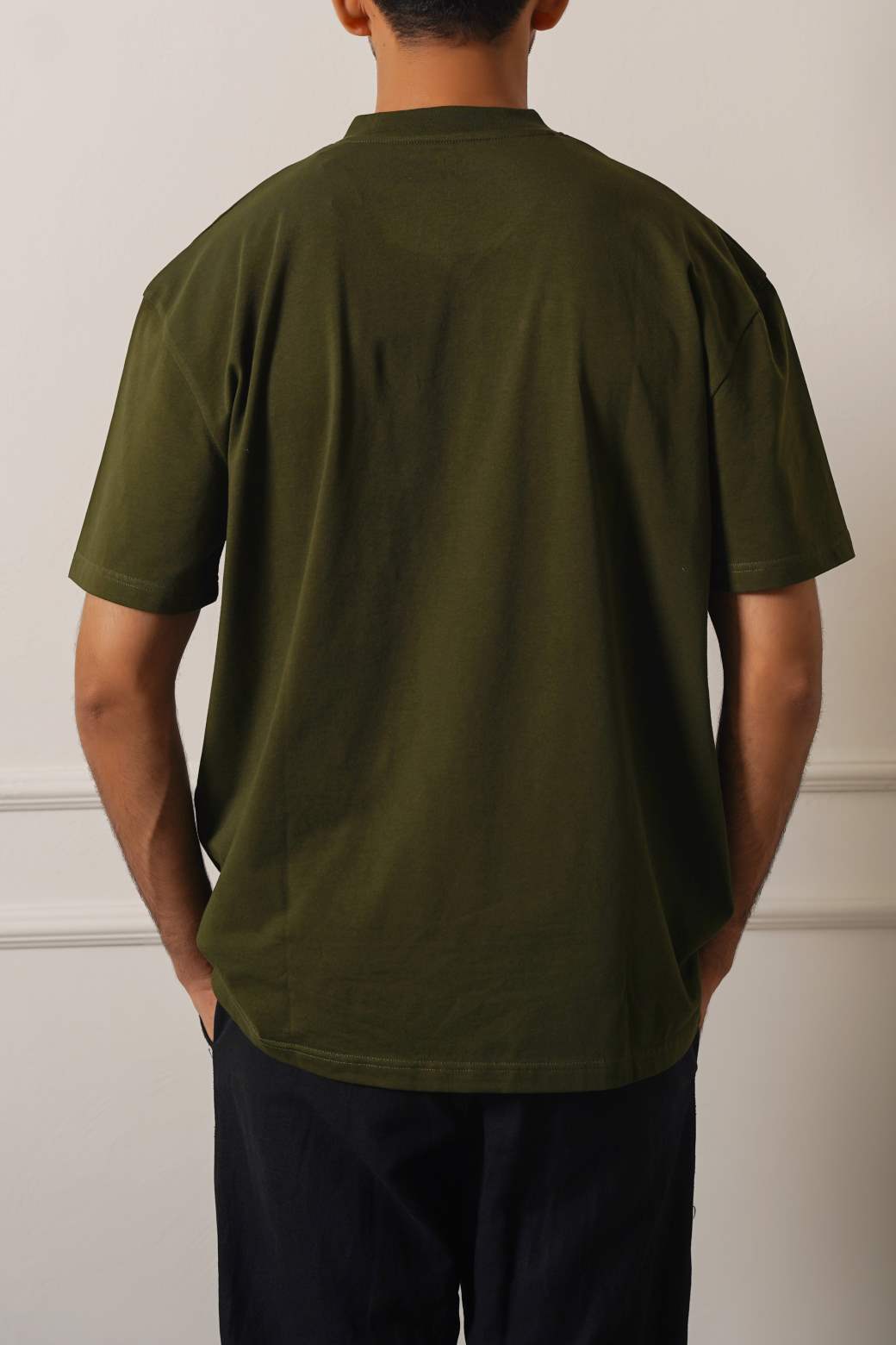 Olive Soft Cotton Relaxed V-Neck T-Shirt
