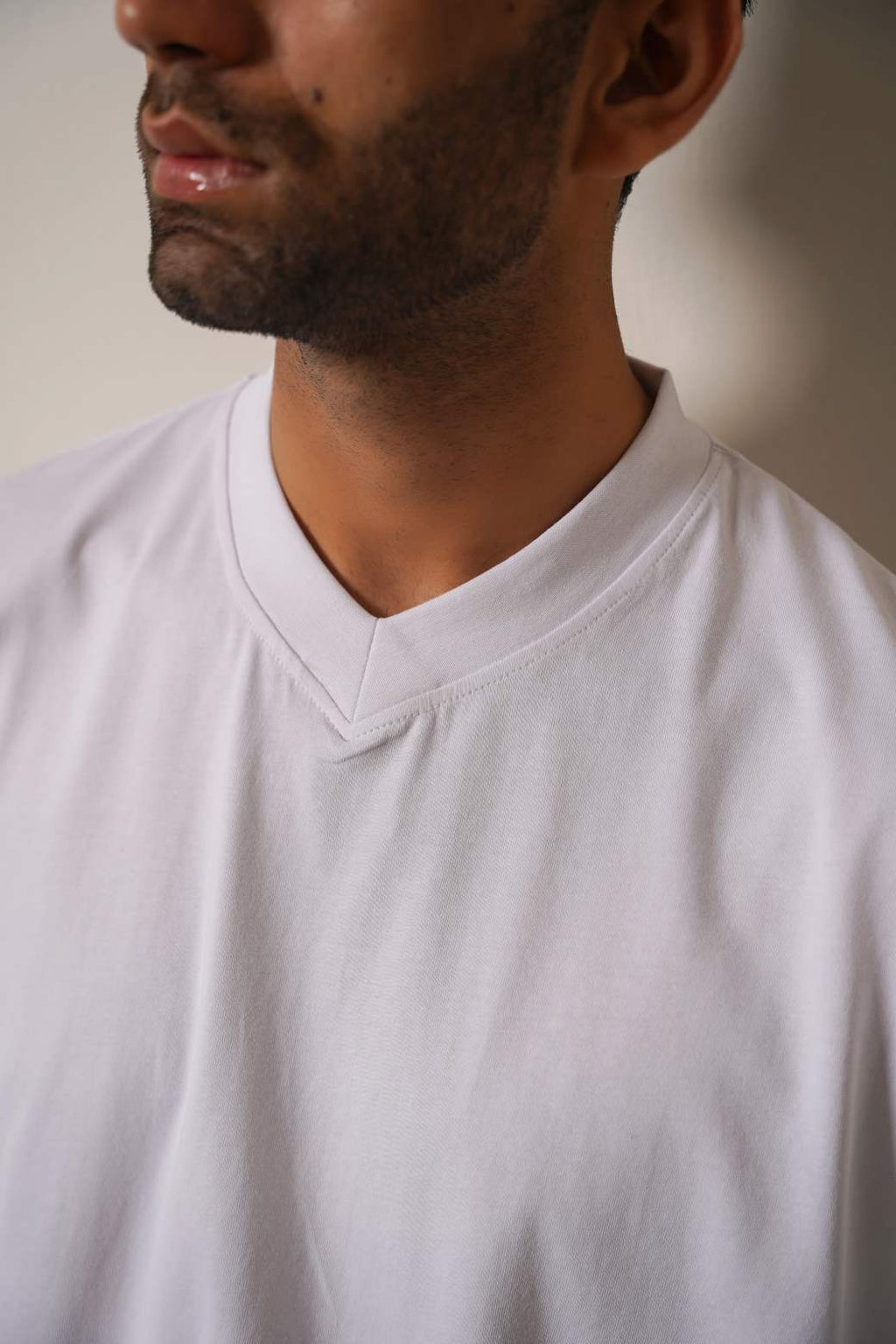 White Soft Cotton Relaxed V-Neck T-Shirt – Cool Havn