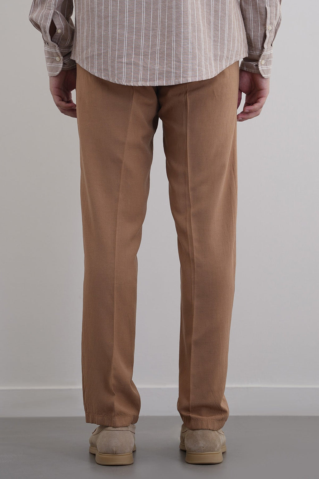 Khaki Tapered Elastic Waist Pants with Drawcord - Regular Hand Feel – Cool Havn