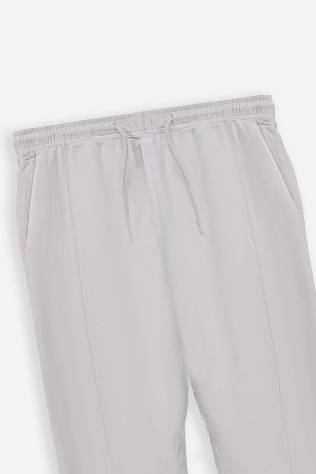 White Tapered Elastic Waist Pants with Drawcord - Regular Hand Feel – Cool Havn