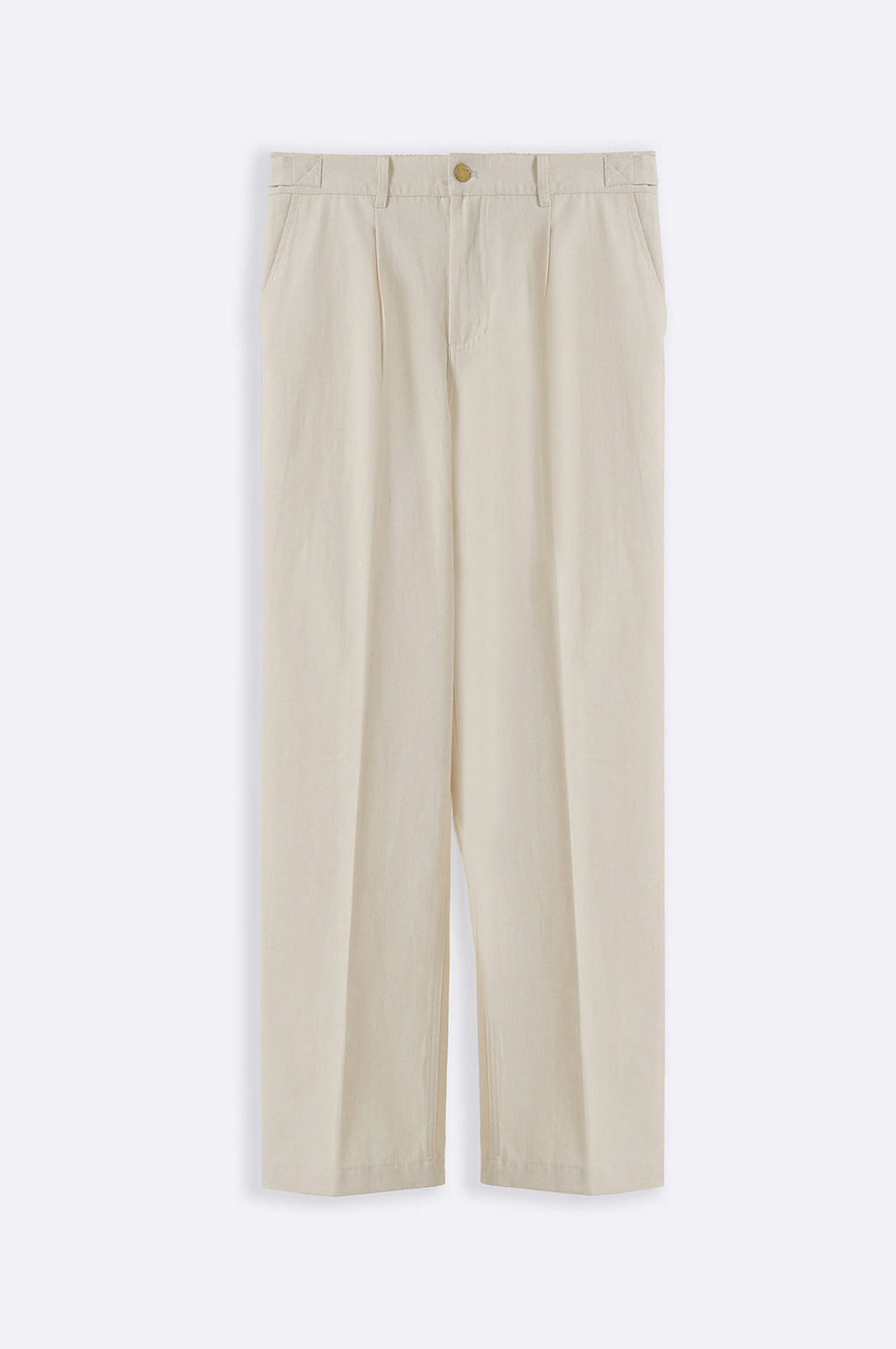 Ecru Textured Canvas Pleated Trousers - Regular Straight Fit – Cool Havn