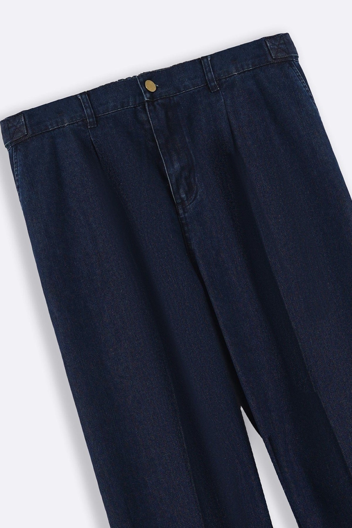 Indigo Textured Regular Straight Canvas Pleated Trousers